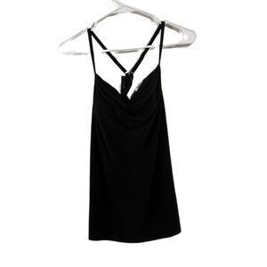 Black‎ Backless Camisole Swim Top with Plunging V-Neckline